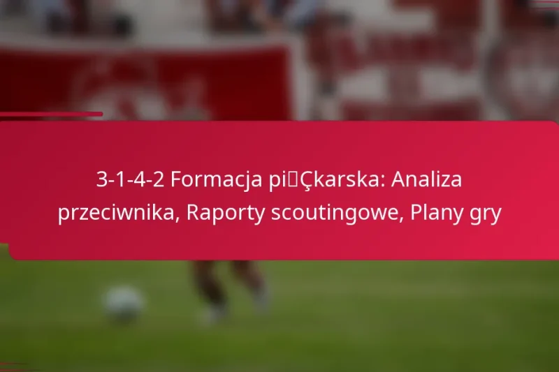 3-1-4-2 Formacja piłkarska: Analiza przeciwnika, Raporty scoutingowe, Plany gry