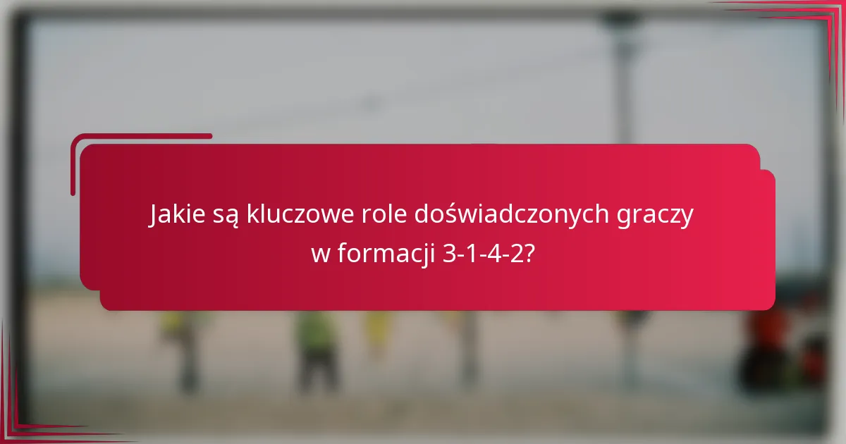 Jakie są kluczowe role doświadczonych graczy w formacji 3-1-4-2?